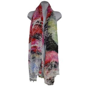 Boho Bright Neon Scarf Shawl Wrap Fringe Coverup Lightweight Chic Versatile